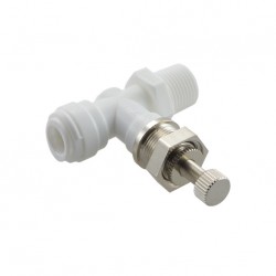 Regolatore flusso Intermedio maschio con ghiera in plastica Ø tubo - Ø tubo 1/4" x 1/4"