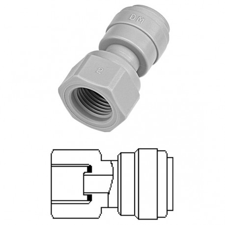 Female adaptor OD Tube - UNS thread (Cone Type) 3/8" x 7/16-24