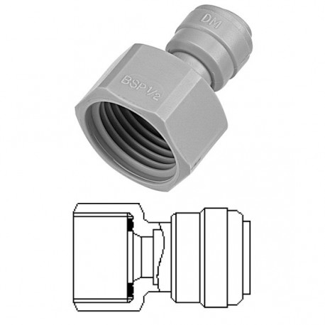 Terminale diritto femmina Ø tubo - filetto BSP (Tipo Piatto) 3/8" x 5/8