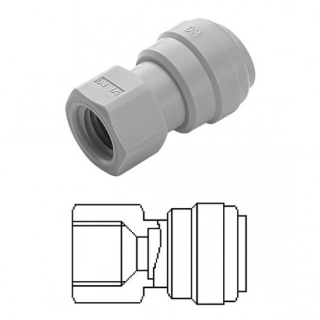 Female adaptor OD Tube - UN thread (V Type) 1/2" x 1/2-16