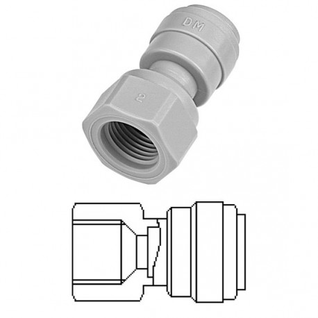 Female adaptor OD Tube - UNF thread (V Type) 3/8" x 7/16-20