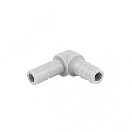 Tube elbow barb connector OD stem - ID tube 3/8" x 5/16"