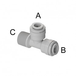 Tee con filetto laterale Ø tubo - filetto NPTF (A)1/4" x (B)1/4" x (C)1/4"