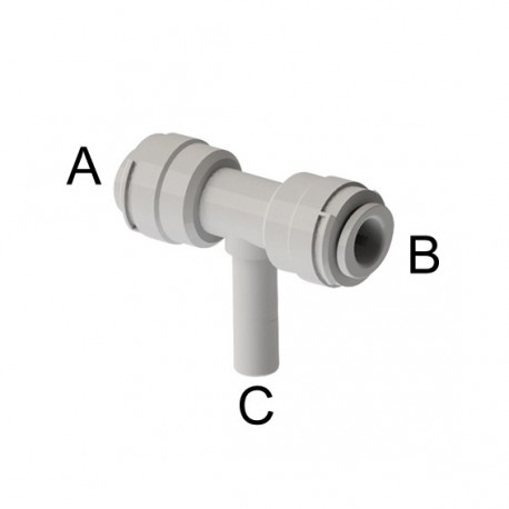 Intermedio a T Ø tubo - Ø codolo (A)1/4" x (B)1/4" x (C)1/4"