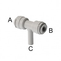 Tee union OD tube - OD stem (A)3/8" x (B)3/8" x (C)3/8"