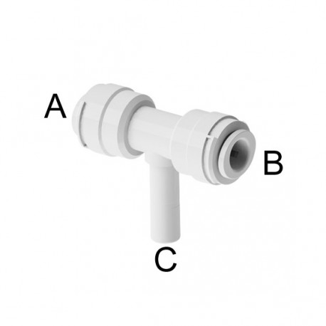Intermedio a T Ø tubo - Ø codolo (A)1/4" x (B)1/4" x (C)1/4"