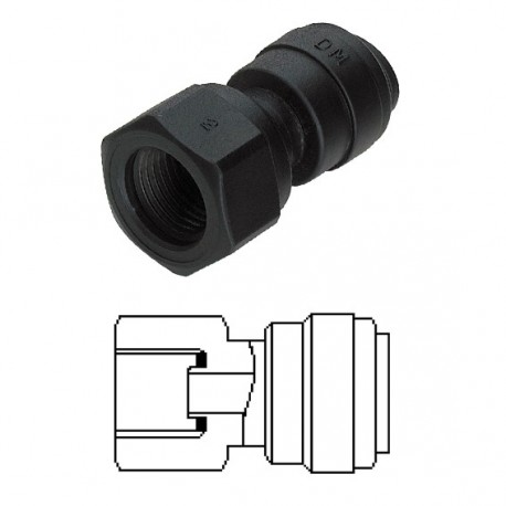 Female adaptor OD Tube - UNS thread (Cone Type) 10MM x 7/16-24