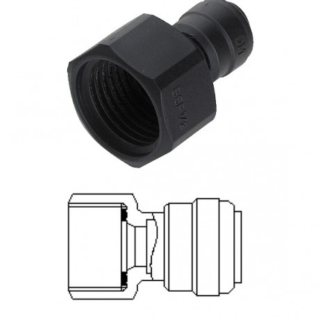 Female adaptor OD Tube - BSP thread (Flat Type) 10MM x 1/4