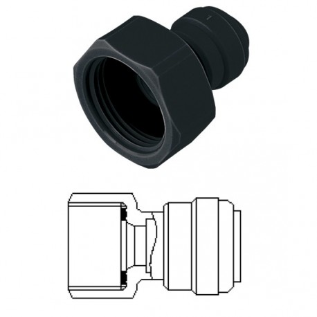 Terminale diritto femmina Ø tubo - filetto BSP 12MM x 3/4
