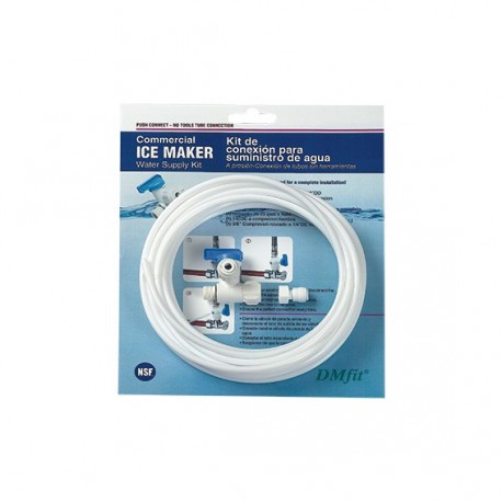 ICE Maker water Supply Kit 3/8" M.xF. Thread - 1/4" open/close valve OD tube White