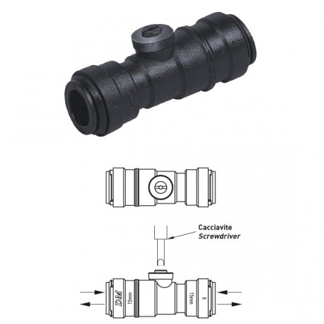 Hand Stop Valve connector OD Tube - OD Tube 15MM x 15MM