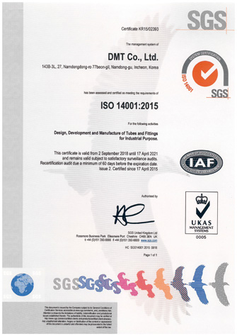 ISO14001:2004 Certificazioni DMfit raccordi innesto rapido